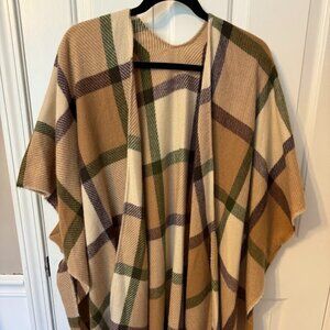 Pink Lily Earth-Toned Plaid Shawl